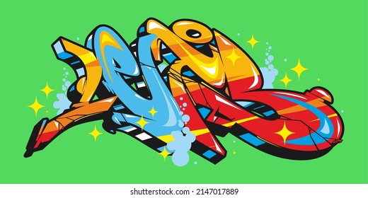 Abstract Word Lets Graffiti Style Font Lettering Vector Illustration Template