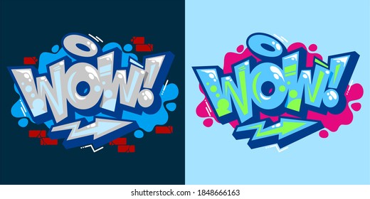 Abstract Word Wow Graffiti Style Font Lettering Vector Illustration Art