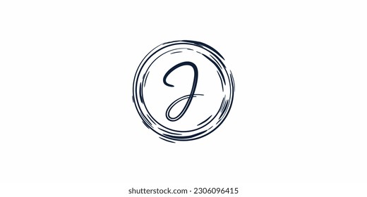 Abstract wordmark logo concept, handwritten alphabet letters inside circle

