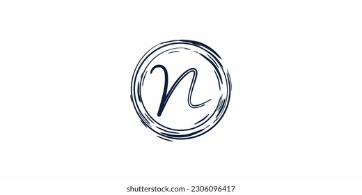 Abstract wordmark logo concept, handwritten alphabet letters inside circle

