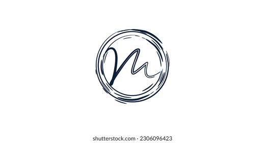 Abstract wordmark logo concept, handwritten alphabet letters inside circle
