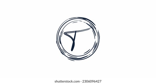 Abstract wordmark logo concept, handwritten alphabet letters inside circle
