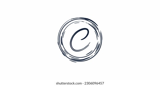 Abstract wordmark logo concept, handwritten alphabet letters inside circle
