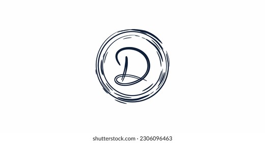 Abstract wordmark logo concept, handwritten alphabet letters inside circle
