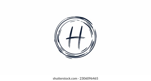 Abstract wordmark logo concept, handwritten alphabet letters inside circle
