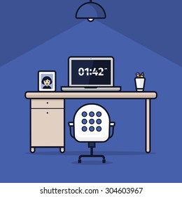 Abstract work place on blue background