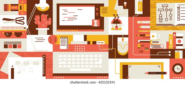 Abstract workspace design flat