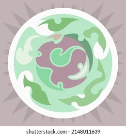 abstract world design, decor on green background for printed materials