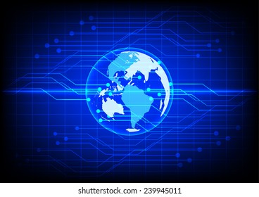 Abstract world digital technology electronic  blue background