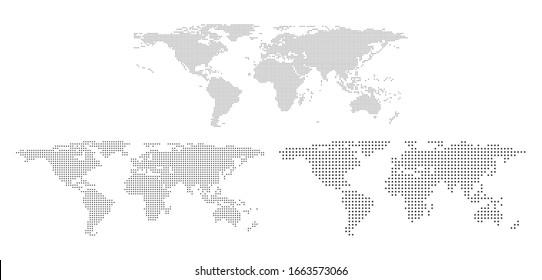 Abstract World or Earth Map with dot Pixel Spot Modern Concept Design Isolated on White background Vector illustration.