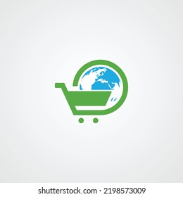 Abstract world with E-commerce shopping logo template.