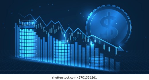 Abstract world economic artwork and background with recession crisis for business financial and investment.Vector illustrations.