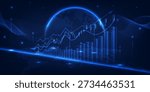 Abstract world economic uptrend graph artwork for financial and investment background.Vector illustrations. 