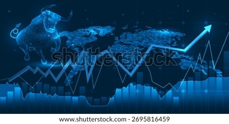 Abstract world economic uptrend graph artwork for financial and investment background.Vector illustrations. 