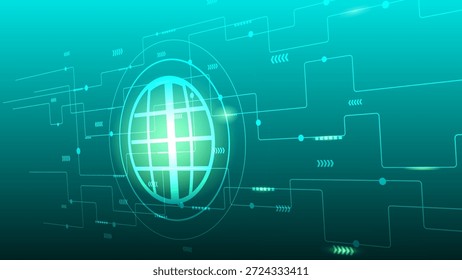 Abstractas mundo futuro tecnología digital con líneas de conexión de datos del sistema en segundo plano. Elemento de diseño tecnológico.