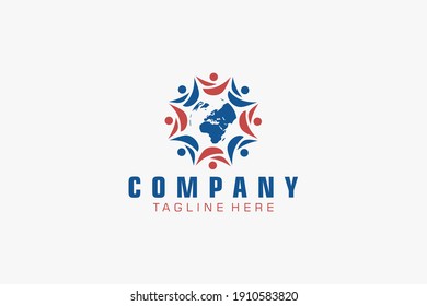 Abstraktes World Globe Logo. Blauer Circle Globe einzeln auf weißem Hintergrund. Für Unternehmens- und Technologielogos geeignet. Flaches Vectorlogo-Design-Vorlagenelement