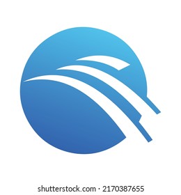 Abstract World Globe Logo. Blue Circle Globe isolated on White Background. Usable for Business and Technology Logos. Flat Vector Logo Design Template Element