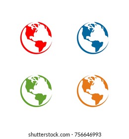 Abstract world globe logo design template illustration