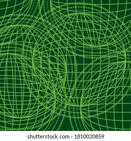 Abstract World Green Line Vector Illustration.