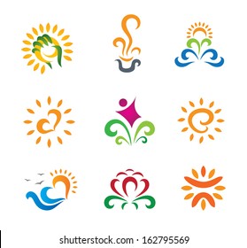 Abstract world of green nature logo and living healthy life