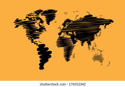Abstract World map background in polygonal style vector format