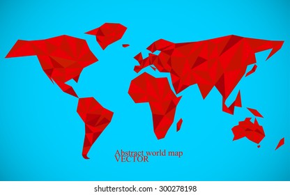 Abstract world map background in polygonal style. Colorful vector illustration. Eps 10