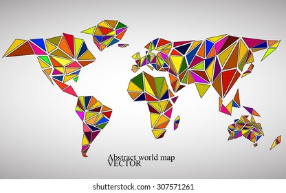 Abstract world map background in polygonal style. Colorful vector illustration. Eps 10