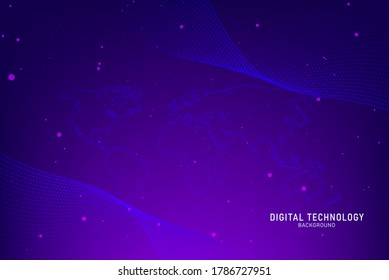Abstract World Map  Background and Wallpaper. Global network connection, Social communications concept, Digital technology banner.
