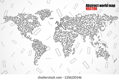Abstract world map of binary computer code, technology background, vector