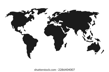 Abstract world map. Black silhouette on white background. Flat vector illustration. Background with Earth.