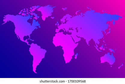 Abstract world map of bright colorful gradient. Vector illustration