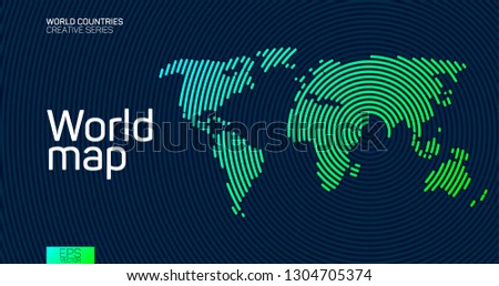 Abstract world map with circle lines