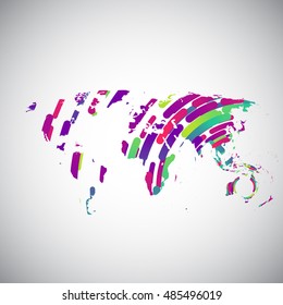 Abstract world map with colorful circles for advertising, vector