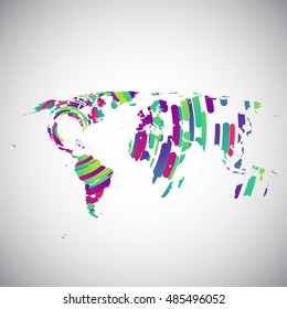 Abstract world map with colorful circles for advertising, vector