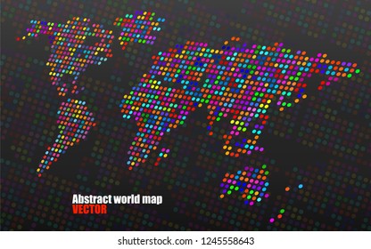 Abstract world map from colorful dots. Vector illustration. Eps 10