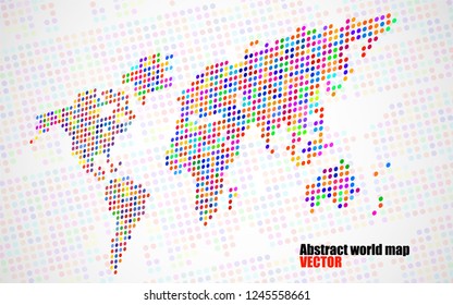 Abstract world map from colorful dots. Vector illustration. Eps 10