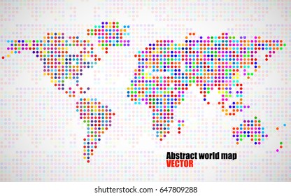 Abstract world map from colorful dots. Vector illustration. Eps 10