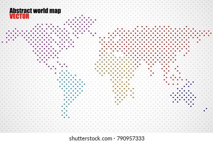 Abstract world map of colorful dots. Vector