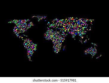 Abstract world map. Colorful abstract earth, Vector illustration