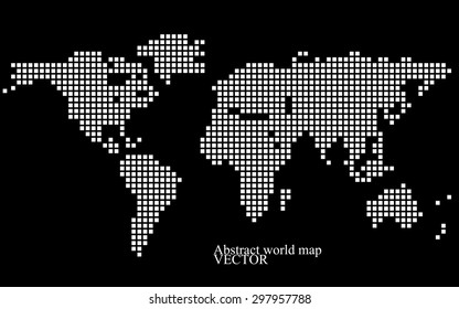 Abstract world map. Colorful pixel background. Vector illustration. Eps 10