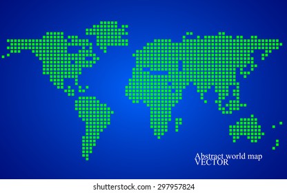 Abstract world map. Colorful pixel background. Vector illustration. Eps 10