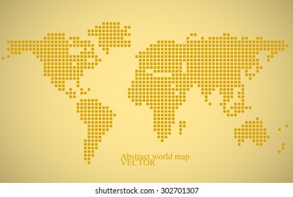 Abstract world map. Colorful pixel background. Vector illustration. Eps 10