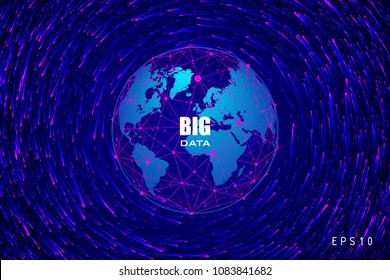 Abstract world map consisting of points and lines, representing a global network connection, an international meaning, a sense of science and technology.