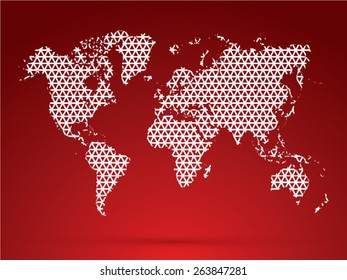 Abstract World map, designed using white triangle shape, graphic, vector