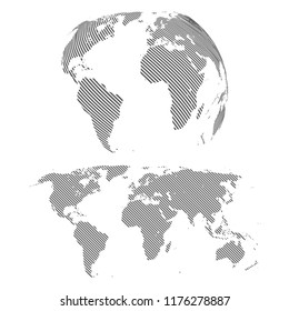 Abstract World Map. Diagonal Lines. Vector Eps10.