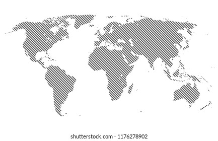 Abstract world map. Diagonal lines. Vector eps10.