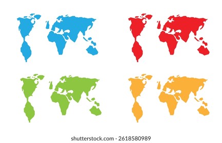 Abstract World Map Different Colors Set. Graphic design elements and resources vector art