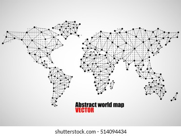 Abstract world map of dots and line. Vector illustration. Eps 10