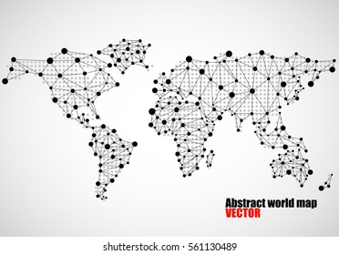 Abstract world map of dots and line. Vector illustration. Eps 10