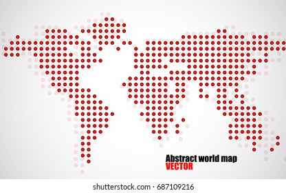 Abstract world map of dots on white background. Vector